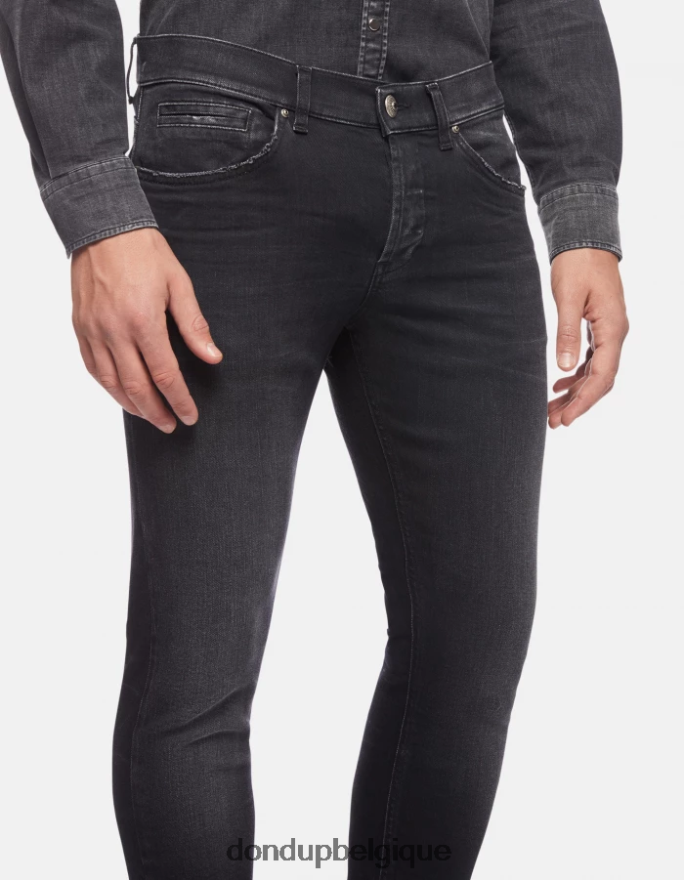 Hommes vêtements DONDUP noir jean skinny George en denim stretch 8826D0673