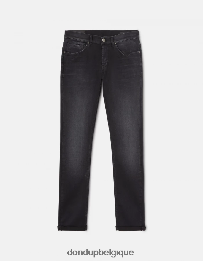 Hommes vêtements DONDUP noir jean skinny George en denim stretch 8826D0673