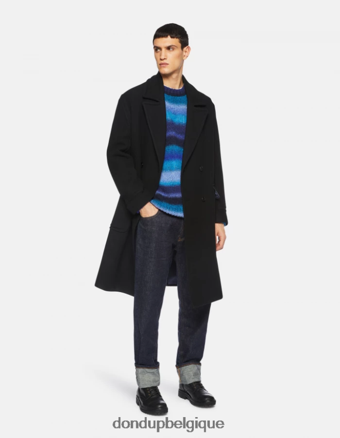 Hommes vêtements DONDUP noir manteau en tissu à double boutonnage 8826D0912