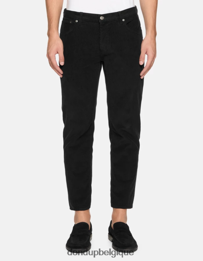 Hommes vêtements DONDUP noir pantalon carotte en velours Brighton 8826D0570