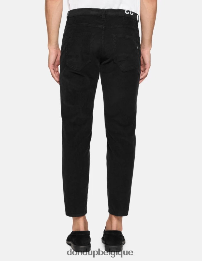 Hommes vêtements DONDUP noir pantalon carotte en velours Brighton 8826D0570