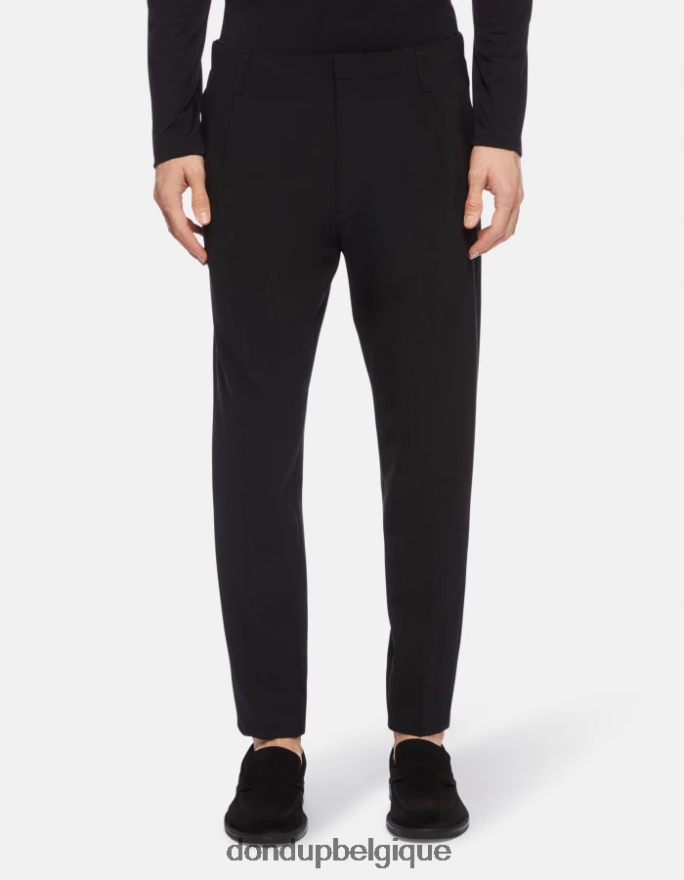 Hommes vêtements DONDUP noir pantalon en laine coupe carotte ben 8826D0706