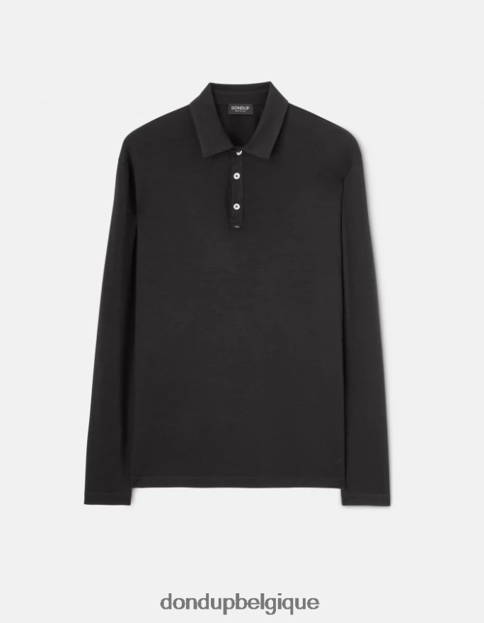 Hommes vêtements DONDUP noir polo coupe classique en laine et soie 8826D0802