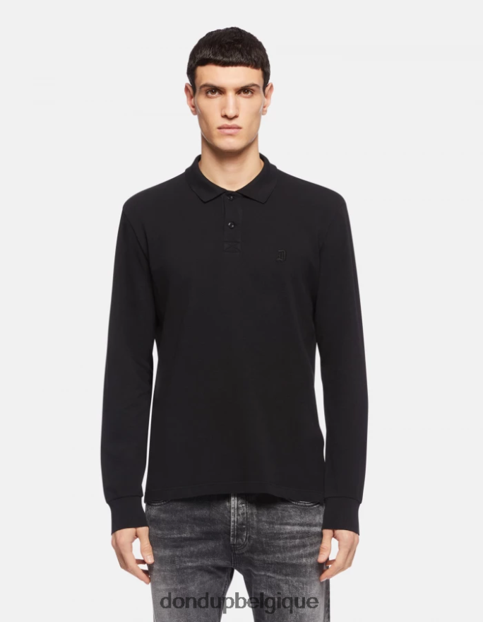 Hommes vêtements DONDUP noir polo coupe classique en piqué 8826D0809