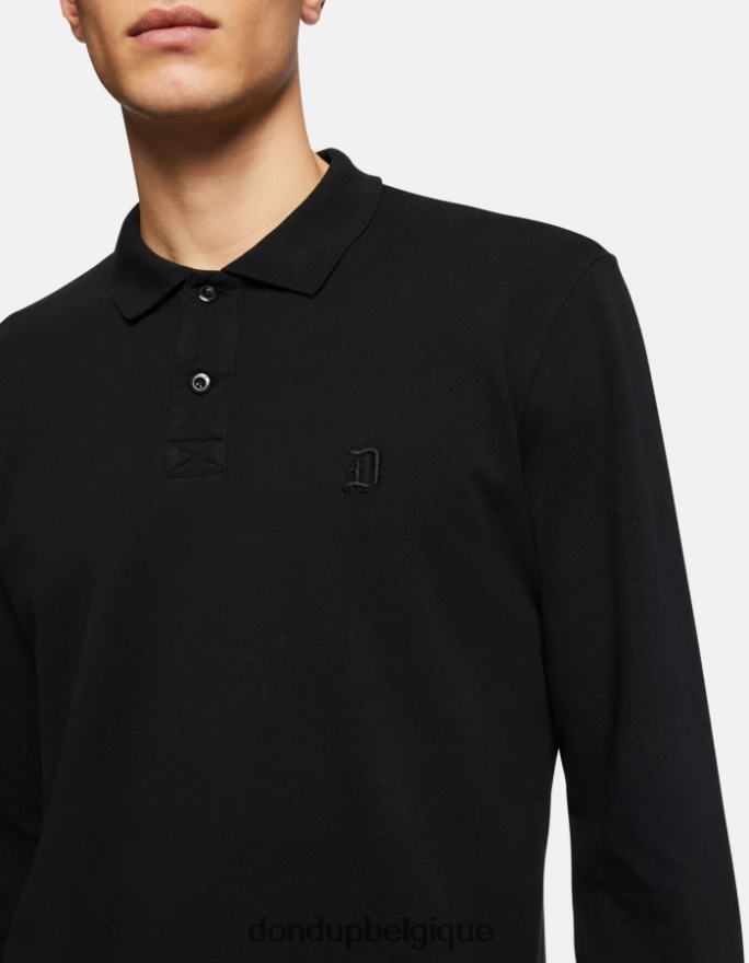 Hommes vêtements DONDUP noir polo coupe classique en piqué 8826D0809