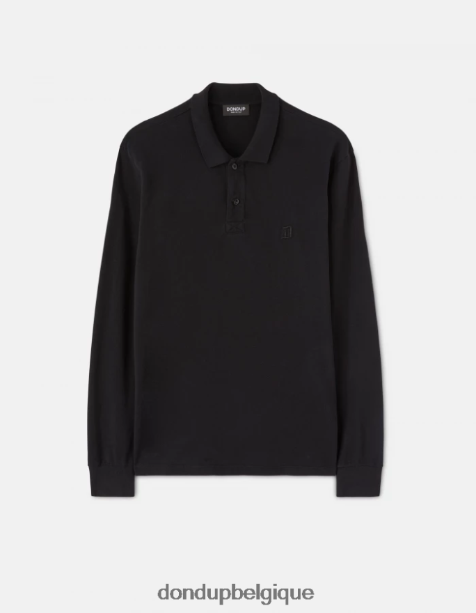 Hommes vêtements DONDUP noir polo coupe classique en piqué 8826D0809