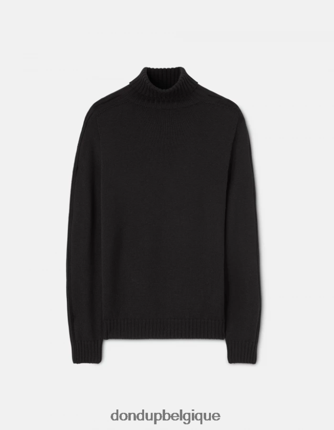 Hommes vêtements DONDUP noir pull en laine coupe classique à col polo 8826D0883