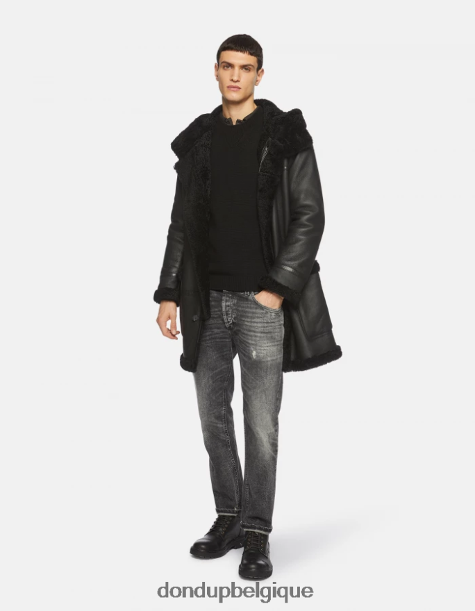 Hommes vêtements DONDUP noir pull à col rond en laine 8826D0884