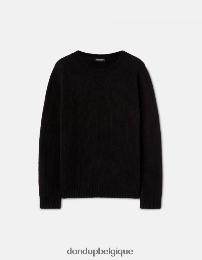 Hommes vêtements DONDUP noir pull à col rond en laine 8826D0884