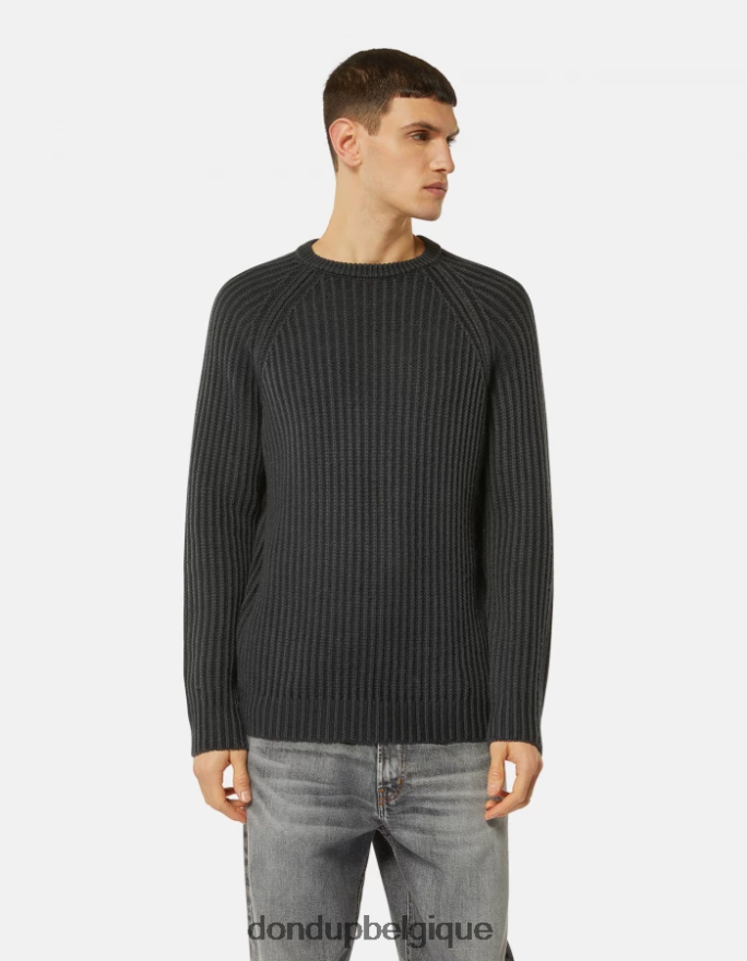 Hommes vêtements DONDUP noir pull à col rond en laine 8826D0885