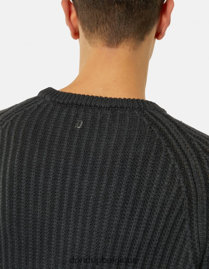 Hommes vêtements DONDUP noir pull à col rond en laine 8826D0885