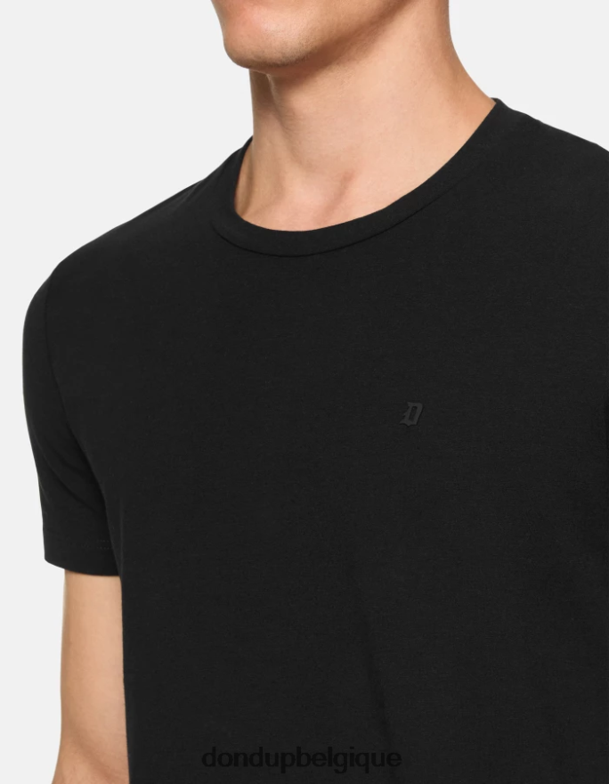 Hommes vêtements DONDUP noir t-shirt slim en jersey 8826D0791