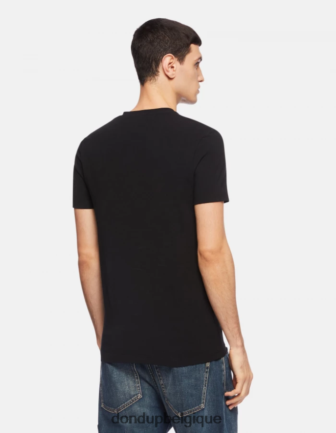 Hommes vêtements DONDUP noir t-shirt slim en jersey 8826D0811