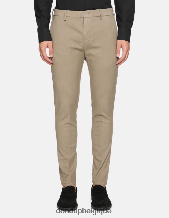 Hommes vêtements DONDUP taupe pantalon ral coupe classique en coton 8826D0697