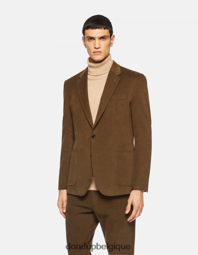 Hommes vêtements DONDUP vert militaire blazer en coton à simple boutonnage 8826D0928