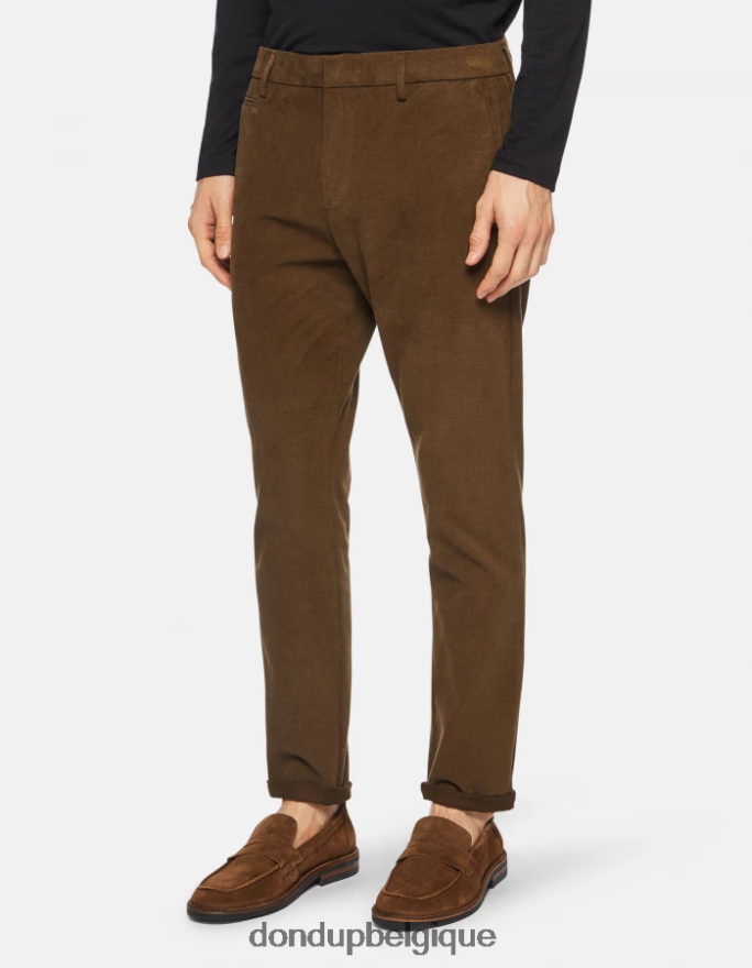 Hommes vêtements DONDUP vert militaire pantalon joe coupe carotte en coton 8826D0700