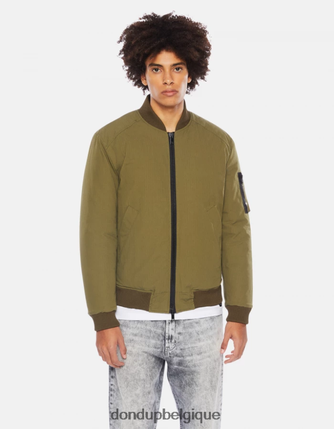 Hommes vêtements DONDUP vert sauge bomber coupe classique en tissu technique 8826D0905