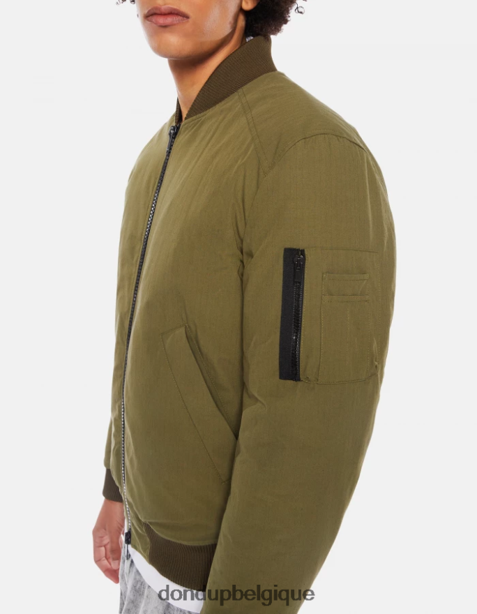 Hommes vêtements DONDUP vert sauge bomber coupe classique en tissu technique 8826D0905