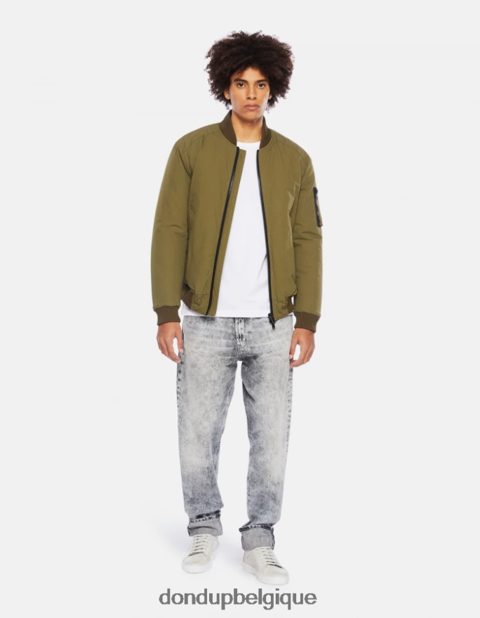 Hommes vêtements DONDUP vert sauge bomber coupe classique en tissu technique 8826D0905