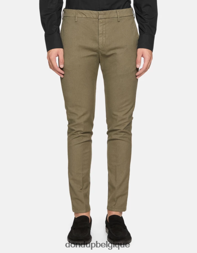 Hommes vêtements DONDUP vert sauge pantalon ral coupe classique en coton 8826D0698