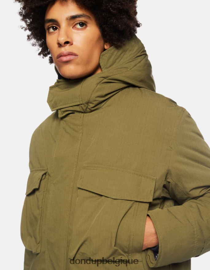 Hommes vêtements DONDUP vert sauge parka ample en tissu technique 8826D0904