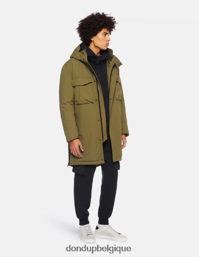 Hommes vêtements DONDUP vert sauge parka ample en tissu technique 8826D0904