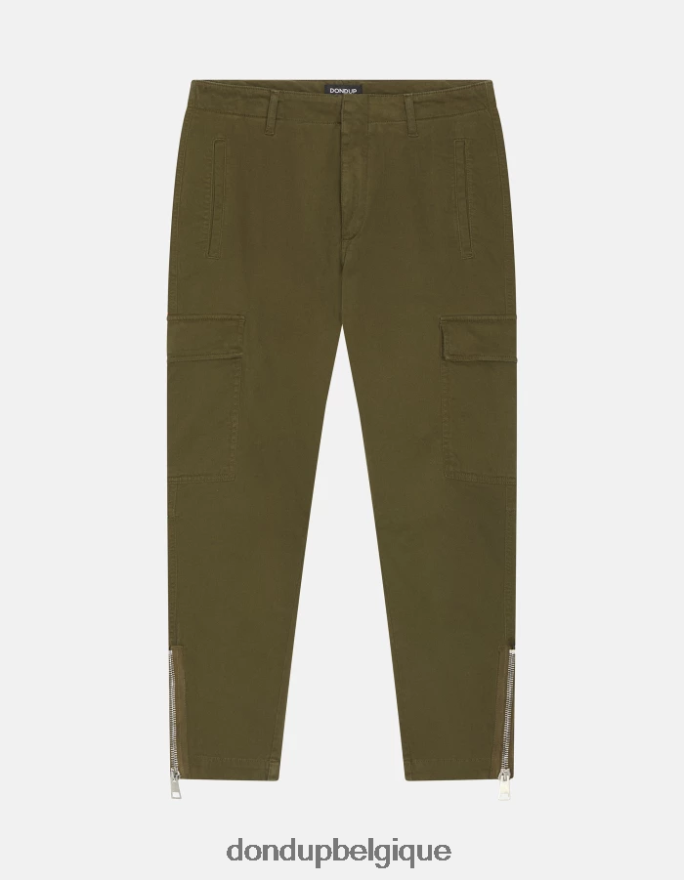 femmes vêtements DONDUP armée verte pantalon cargo en coton eve 8826D0163