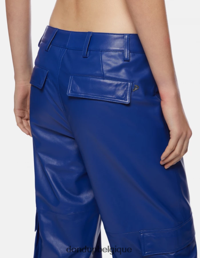 femmes vêtements DONDUP bleu royal pantalon ample en cuir nappa tori 8826D0197