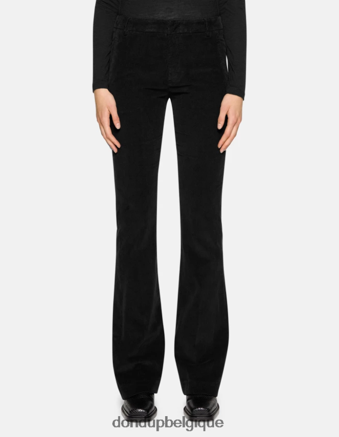 femmes vêtements DONDUP noir pantalon bootcut lexi en velours 8826D0120