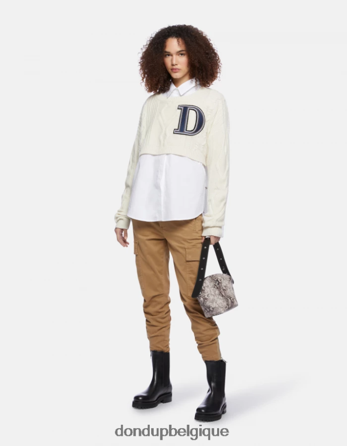 femmes vêtements DONDUP sable pantalon cargo en coton eve 8826D0162