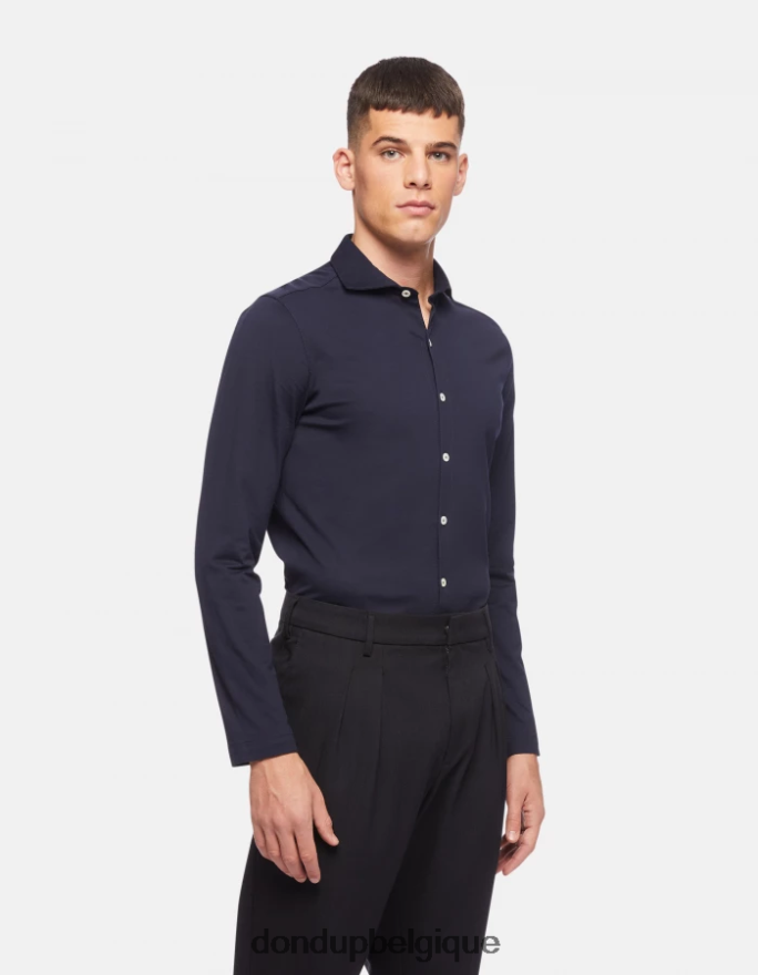 Hommes vêtements DONDUP bleu marine chemise coupe classique 8826D0850