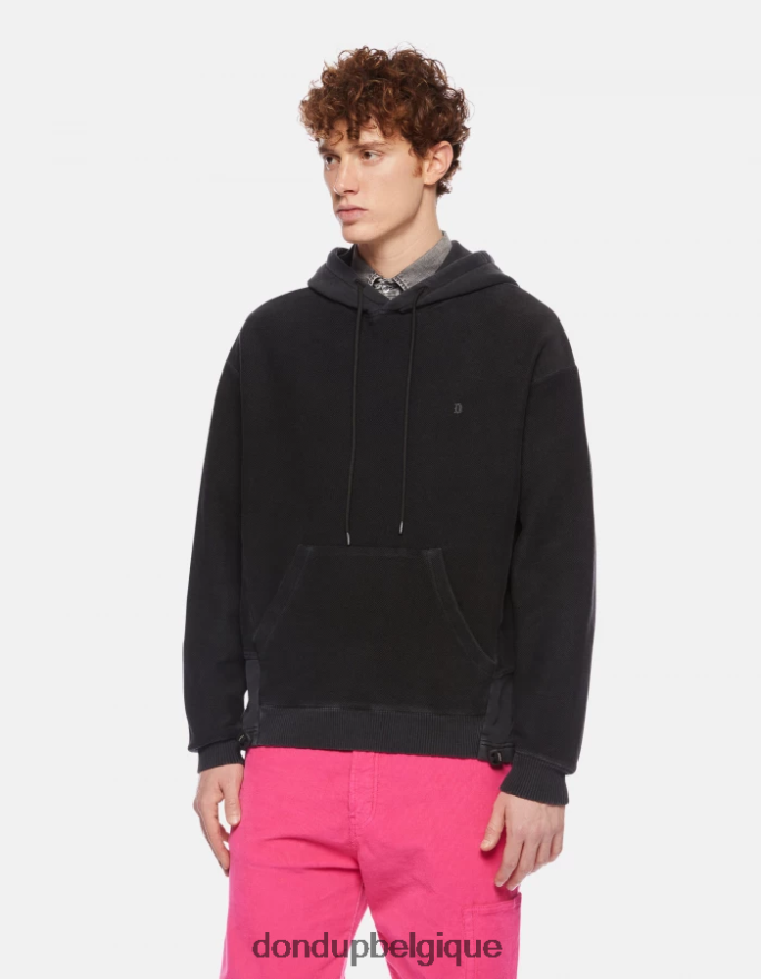 Hommes vêtements DONDUP noir sweat à capuche coupe classique 8826D0826