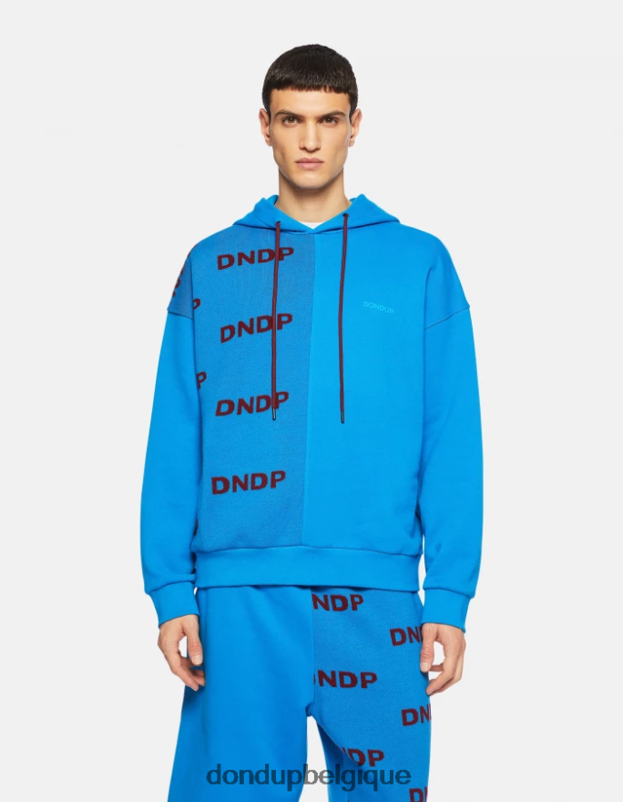 Hommes vêtements DONDUP turquoise sweat à capuche surdimensionné 8826D0835