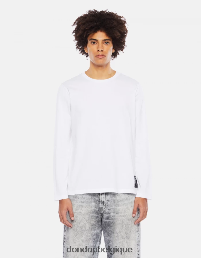 Hommes vêtements DONDUP blanc t-shirt coupe classique 8826D0816